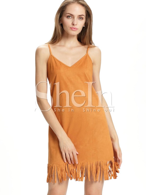 Brown Spaghetti Strap Dress