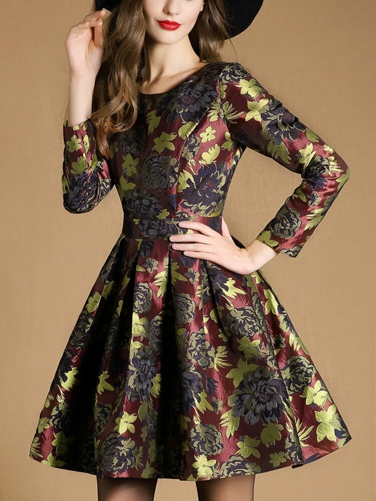 long sleeve jacquard dress