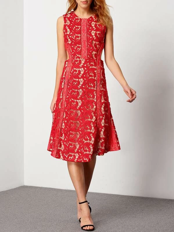 shein red lace dress
