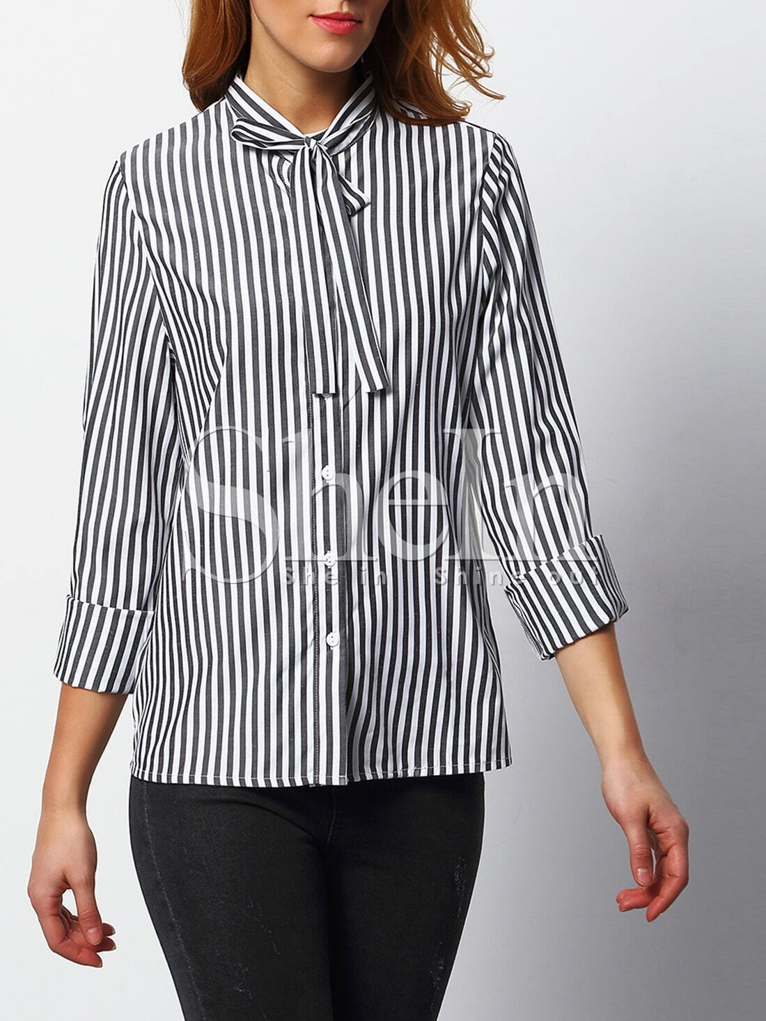 black and white striped dress shirt womens