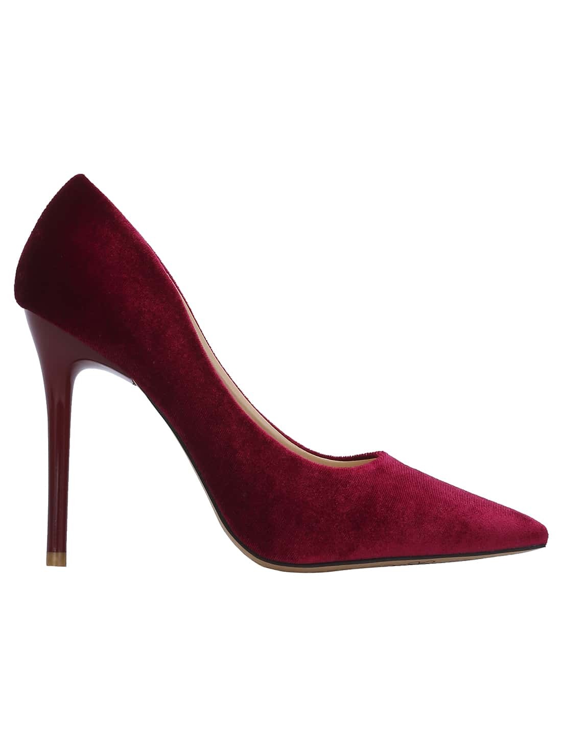 Wine Red Point Toe High Stiletto Heel Pumps SheIn(Sheinside)