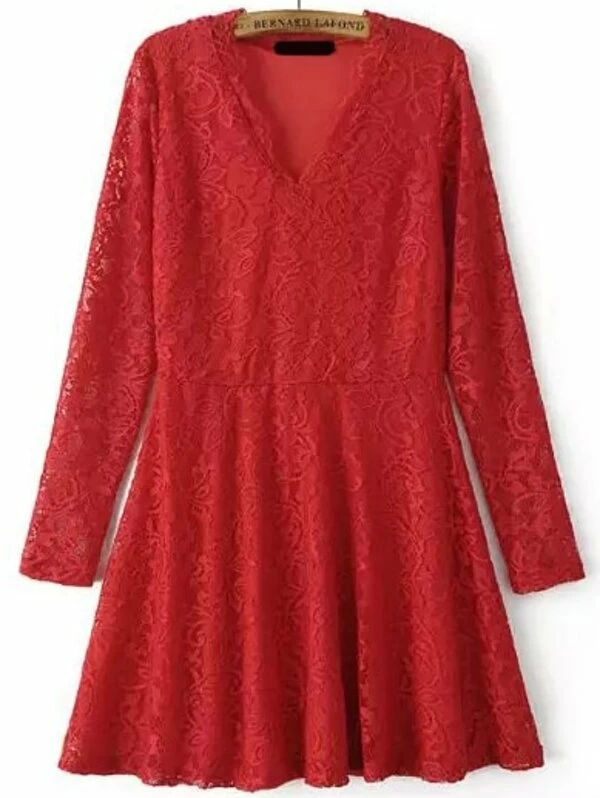 shein red lace dress
