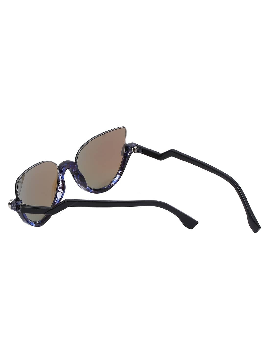 Cat Eye Blue Half Frame Sunglasses -SheIn(Sheinside)