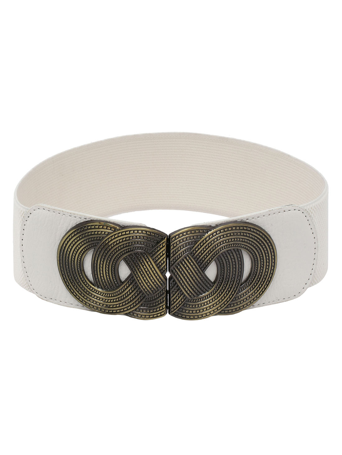 Damen Kunstleder Schlangenhaut-Druck Schwarz Beige Elastischer Gürtel