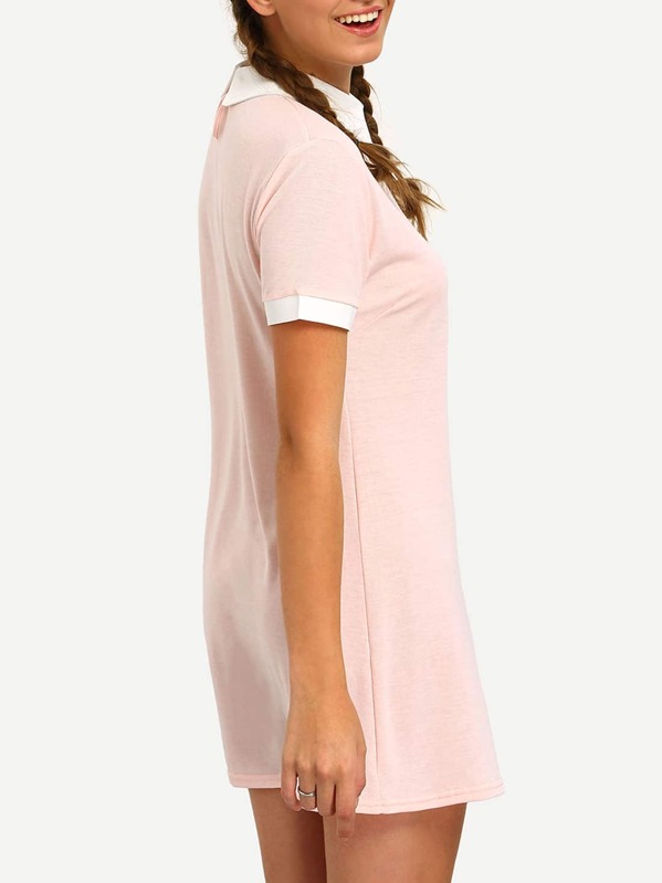 Chemise Manche Rose Claudine Courte Robe Col cLqR54j3A
