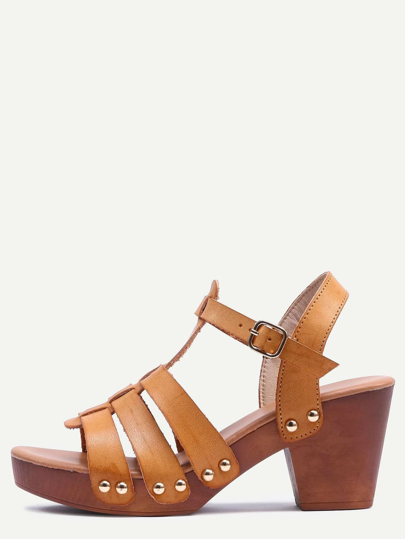 sandale talon bois marron