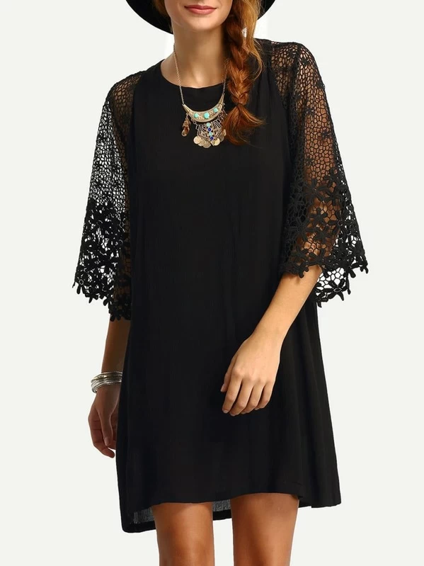 Robe Bi Matiere En Crochet Mode En Ligne Shein France