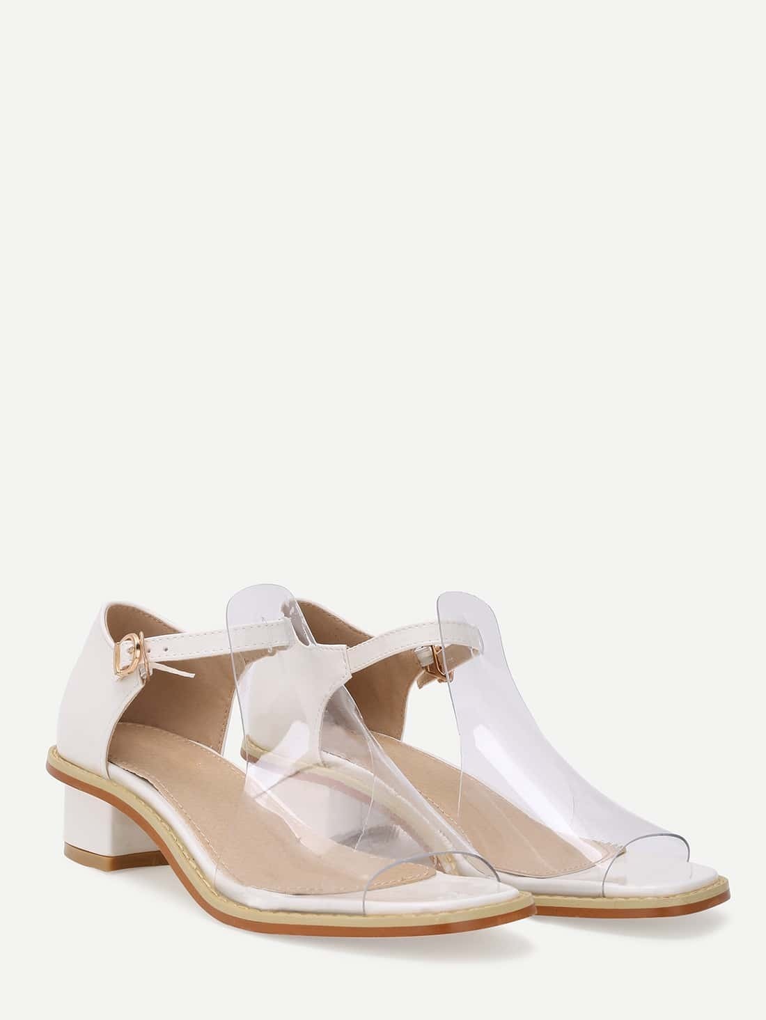 Plastique Sandales Talon Partie Avec En Blanc À OPuZikX