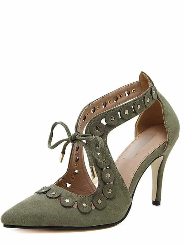 dark green high heels