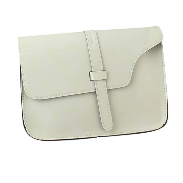 

White Pu Leather Straps Shoulder Bag