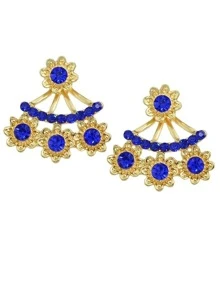 Blue Rhinestone Stud Earrings