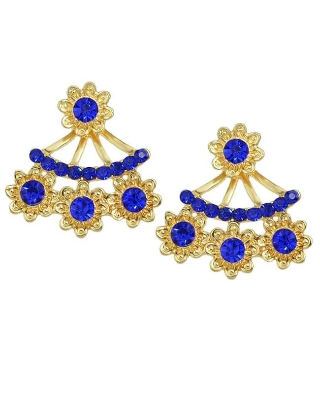Blue Rhinestone Stud Earrings