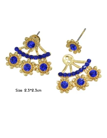Blue Rhinestone Stud Earrings