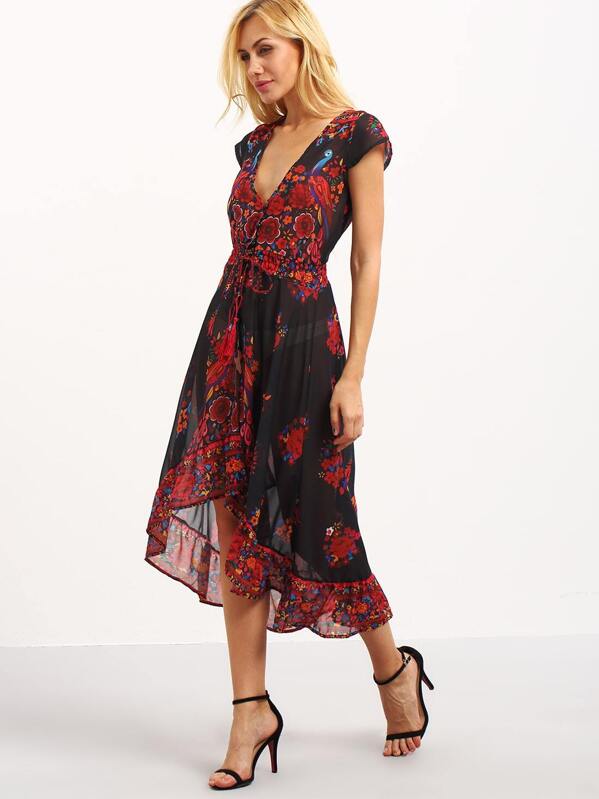 Black Asymmetric Chiffon Dress