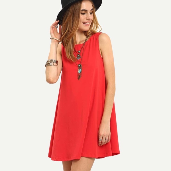 

Tie V Back Tank Swing Dress