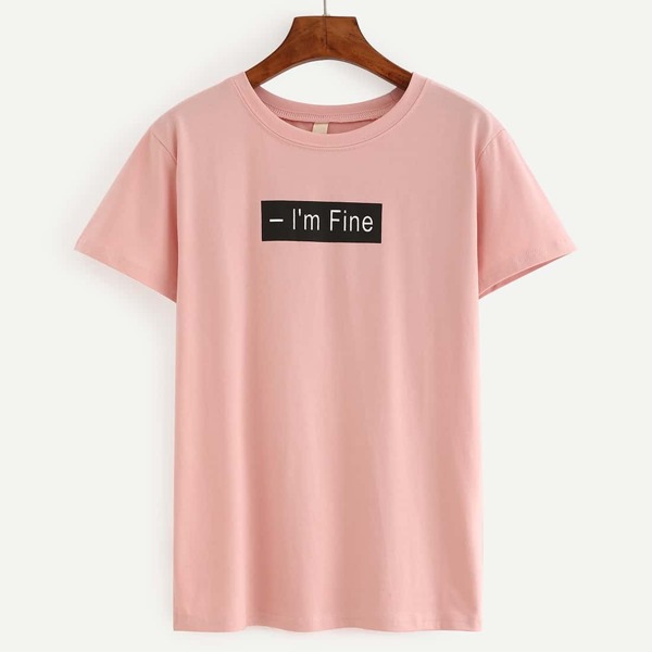 

Letter Print Pink T-Shirt