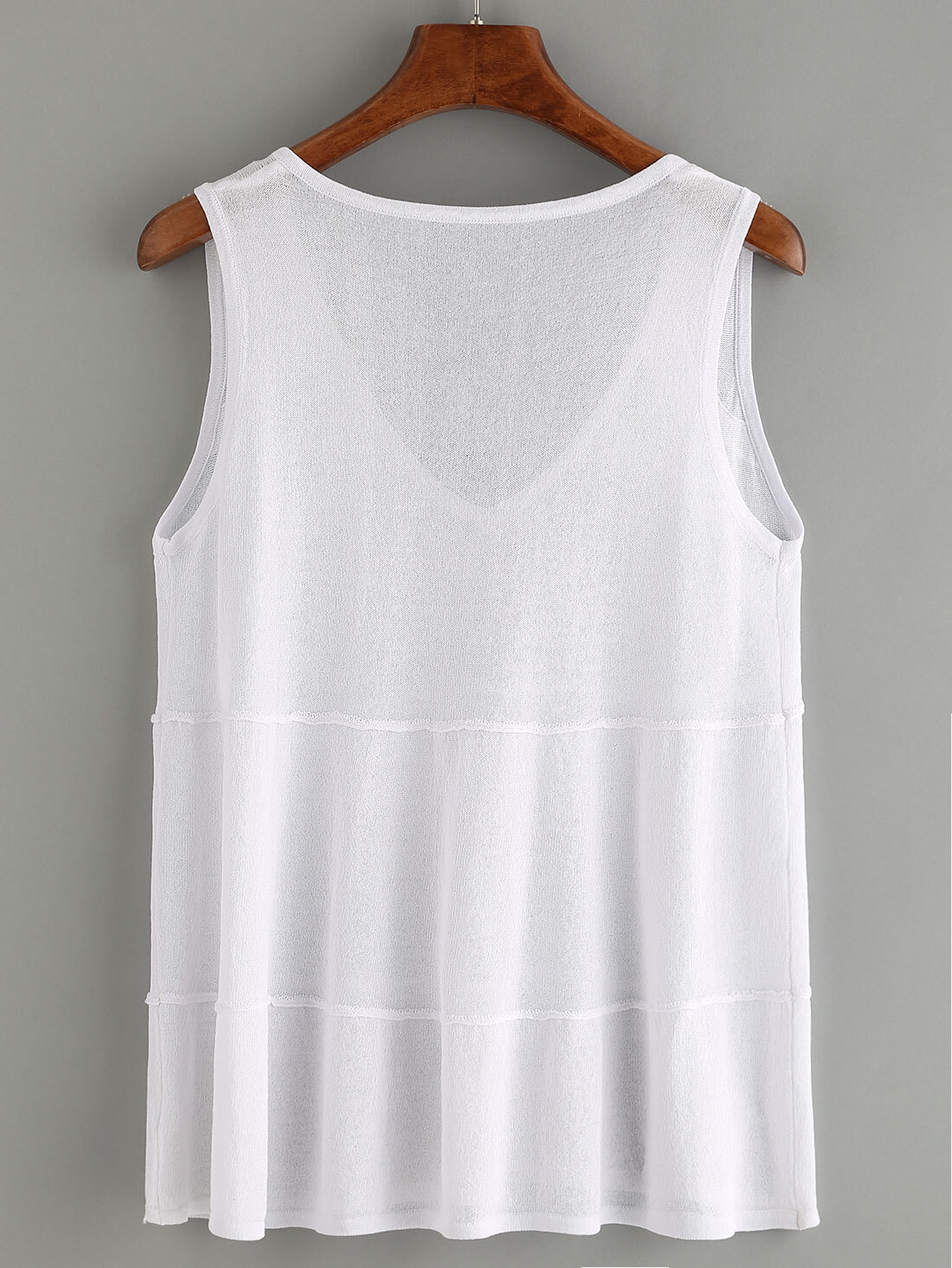 White V Neck Knitted Tank Top -SheIn(Sheinside)