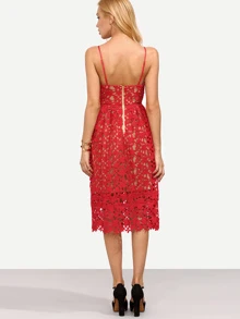 Hollow Out Fit & Flare Lace Cami Dress