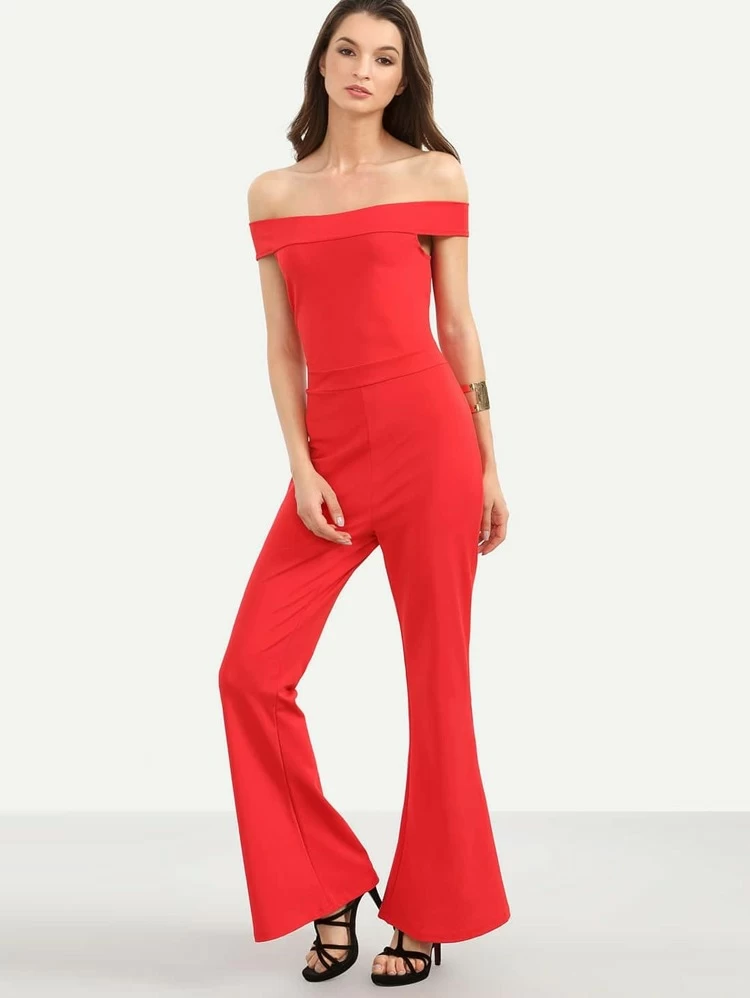 red bell bottom jumpsuit