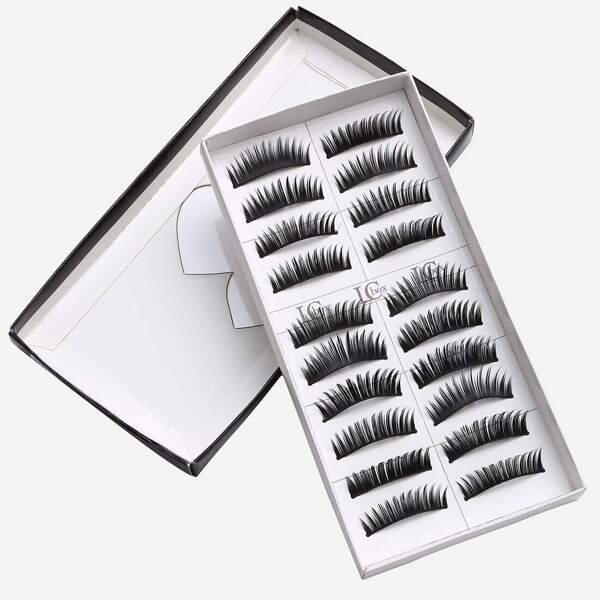 

Natural Short Thick False Eyelashes, Black
