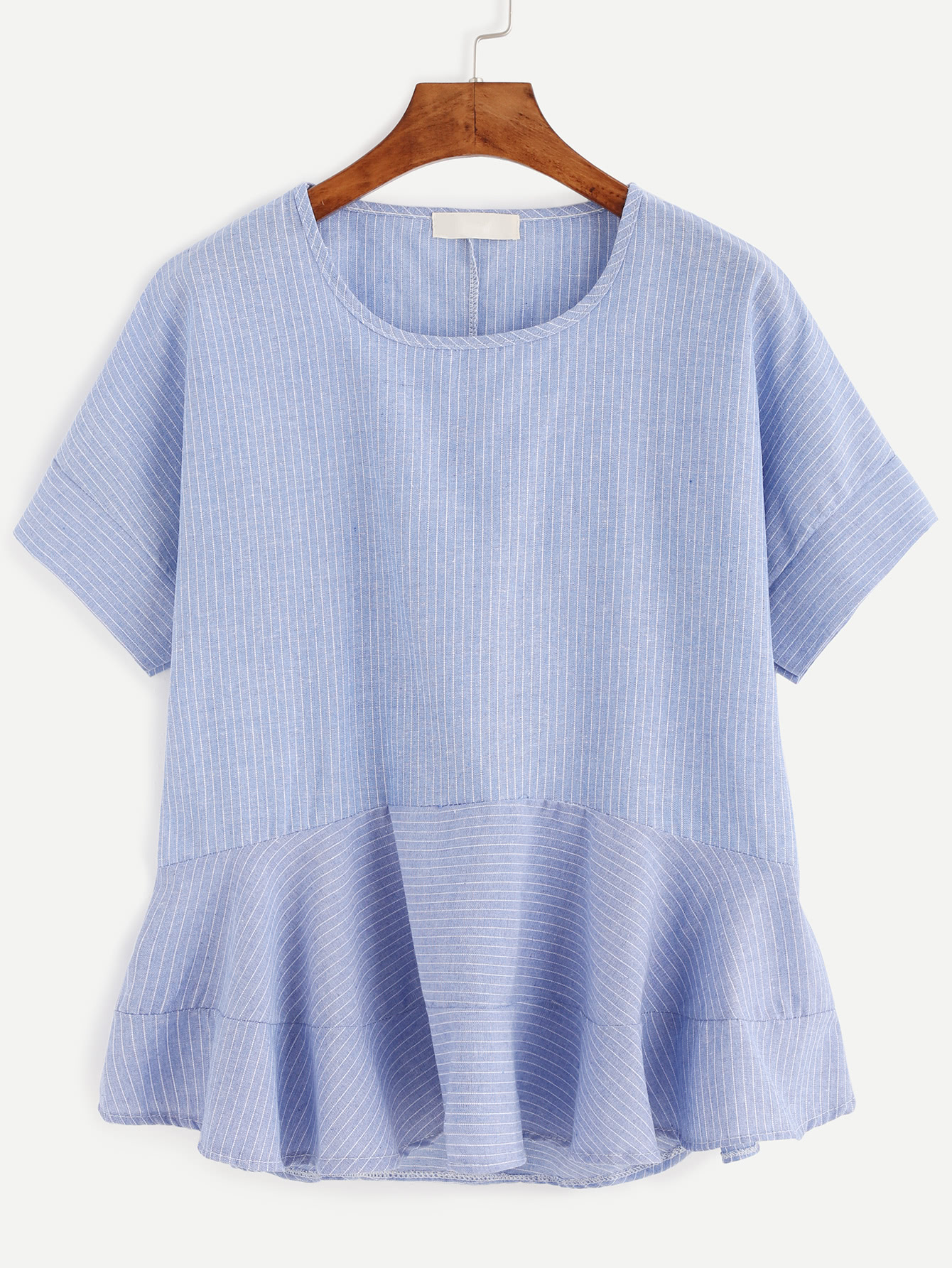 vertical striped ruffle hem blouse shein sheinside vertical striped ruffle hem blouse shein sheinside