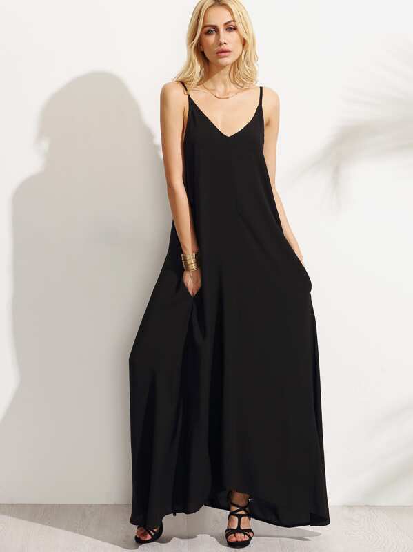 black spaghetti strap maxi