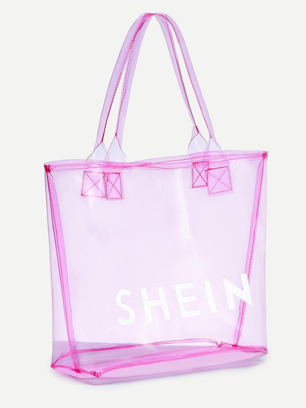 Pink Shein Print Clear Beach Tote Bag