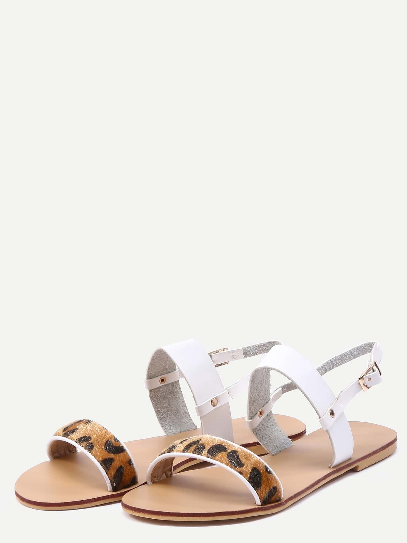 white ankle sandals leopard print sandals with white ankle shein sheinside white ankle sandals leopard print sandals with white ankle shein sheinside