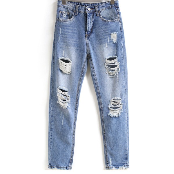 

Bleached Ripped Pockets Denim Pants