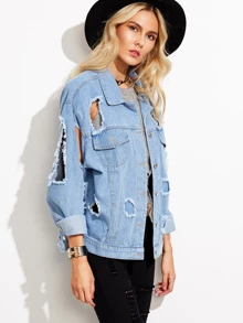 Jacket rotos denim - azul