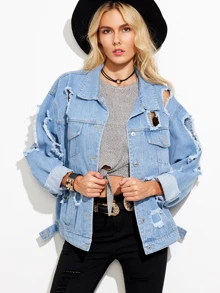 Jacket rotos denim - azul