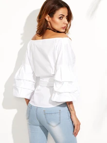 SHEIN schulterfreies Top mit Schleife - weiß