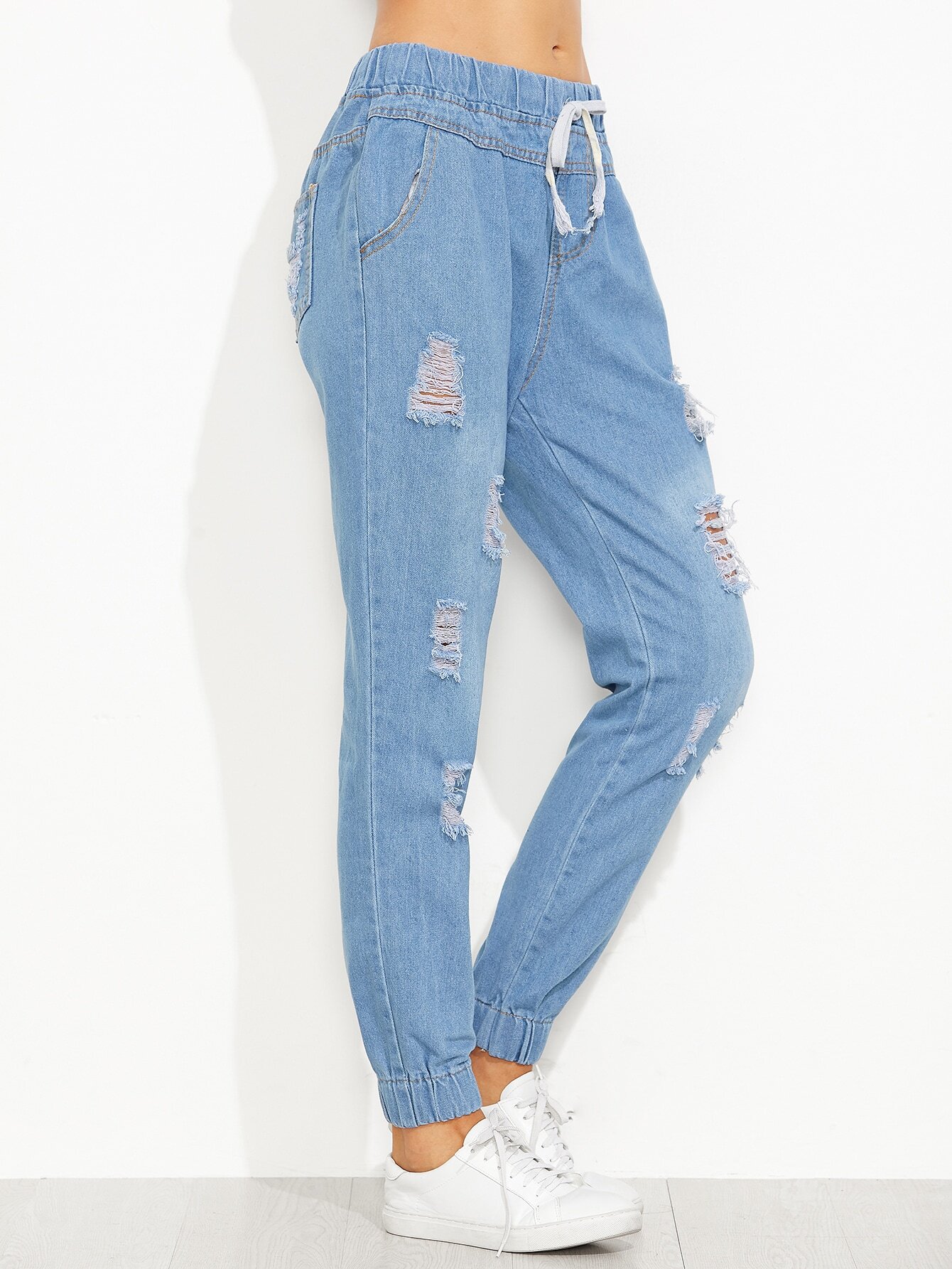 elastic hem jeans