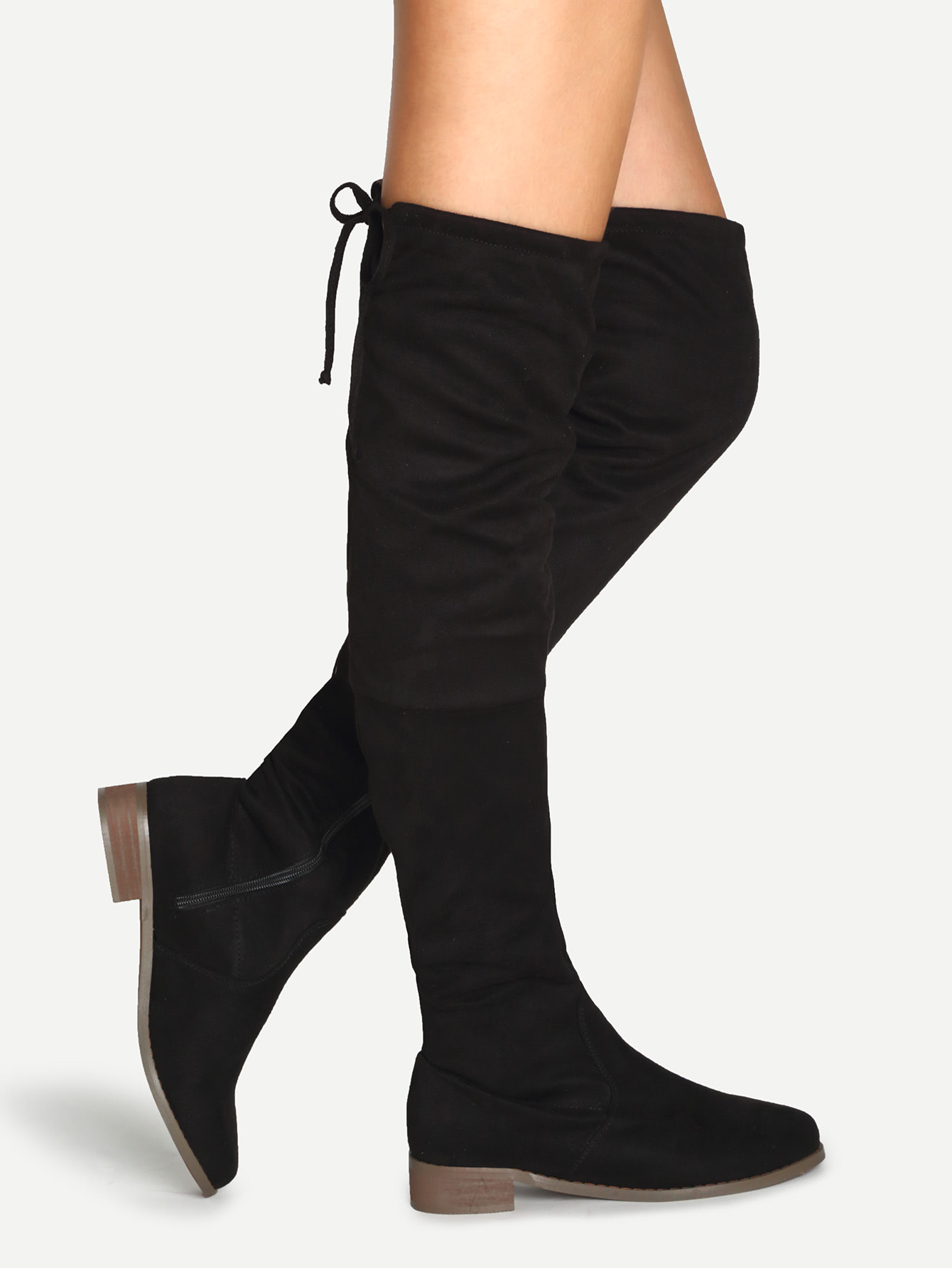 the knee boots black suede black suede the knee zipper boots shein sheinside the knee boots black suede black suede the knee zipper boots shein sheinside