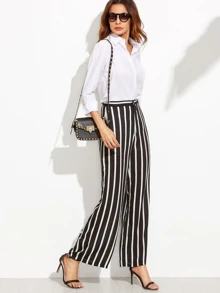 SHEIN Vertical Striped Wide Leg Pants