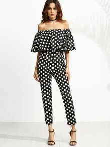 black and white polka dot jumpsuit