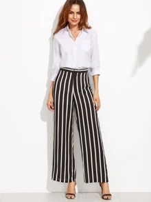 SHEIN Vertical Striped Wide Leg Pants