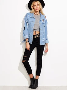 Jacket rotos denim - azul