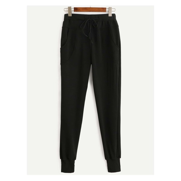 

Drawstring Waist Pants, Black