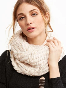 Beige Chunky Knit Scarf