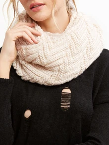Beige Chunky Knit Scarf