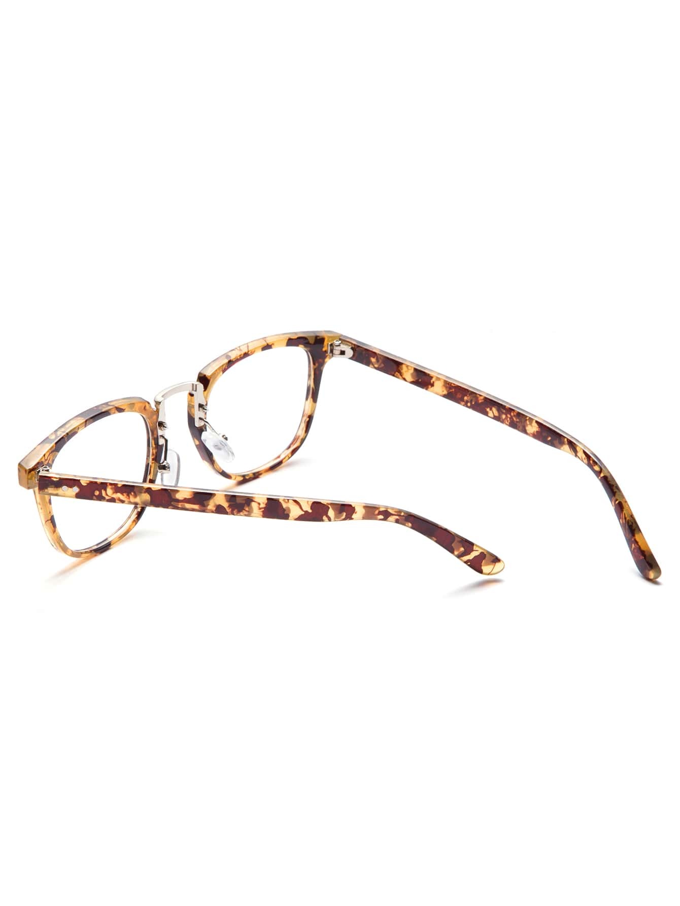 Brown Tortoise Frame Clear Lens Glasses -SheIn(Sheinside)