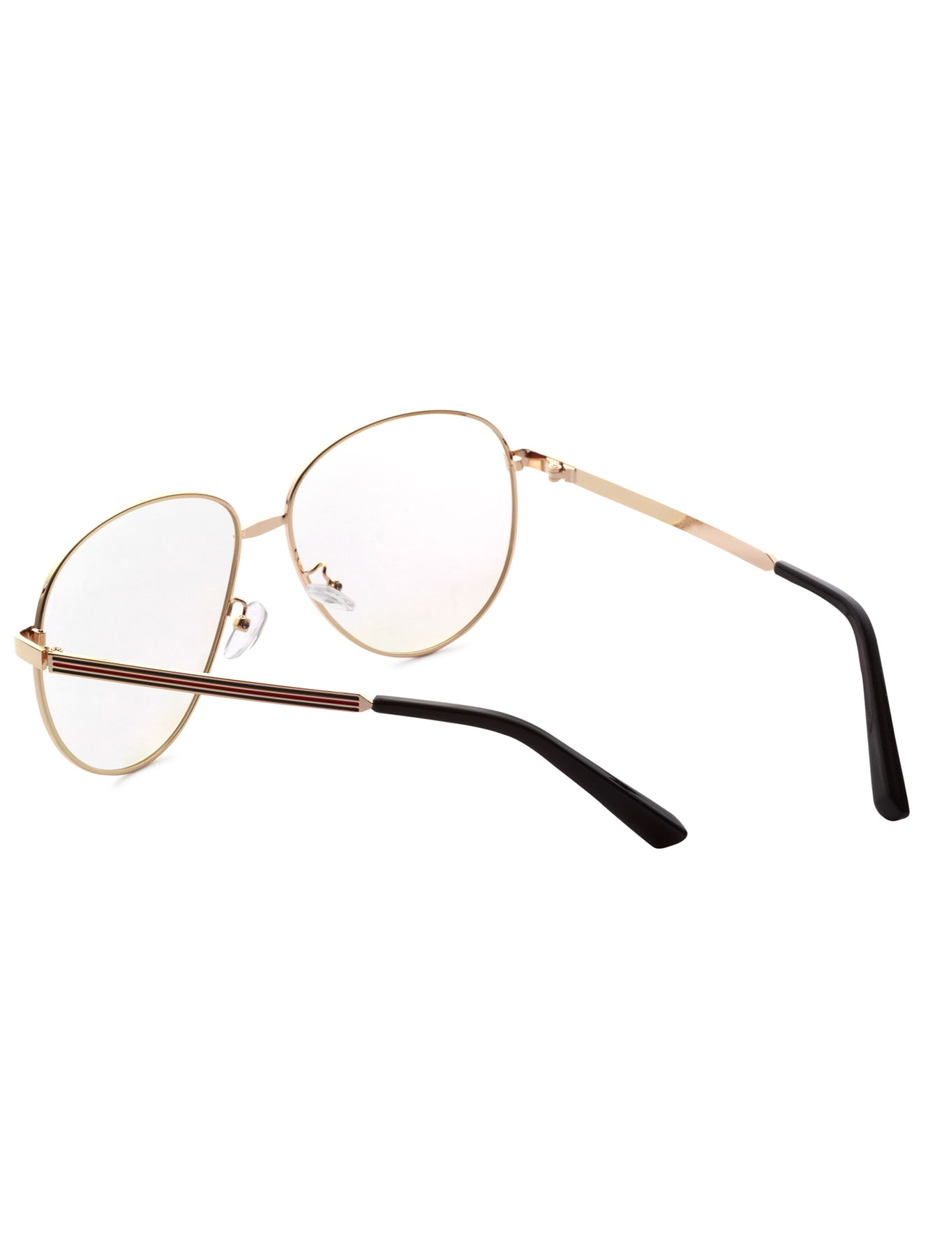 Gold Frame Large Lens Vintage Glasses -SheIn(Sheinside)