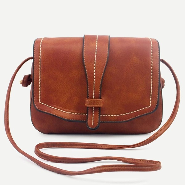 

Brown Faux Leather Saddle Bag, Rust