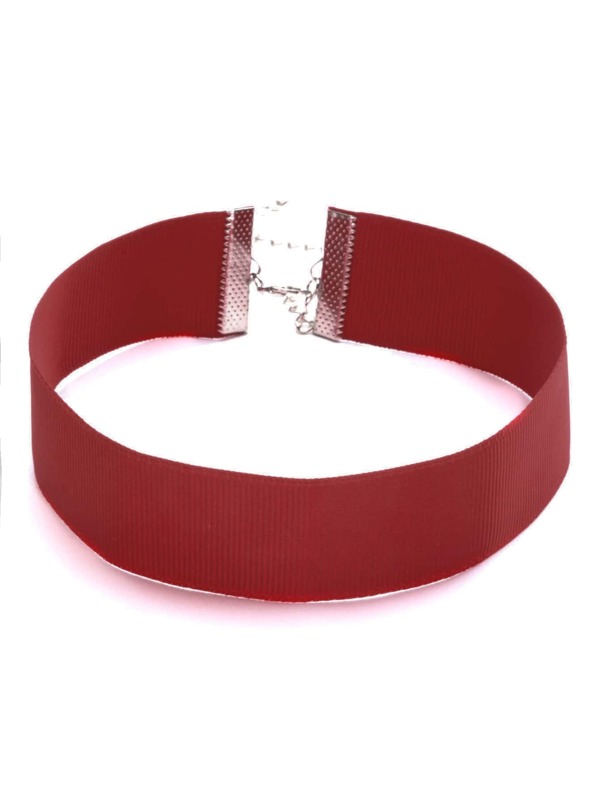Red Ribbon Wide Choker Necklace Shein