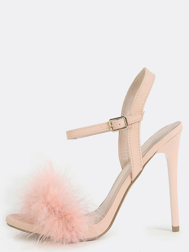pink feather heels
