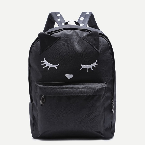 

Cute Fox Black Nylon Front Pocket Backpack