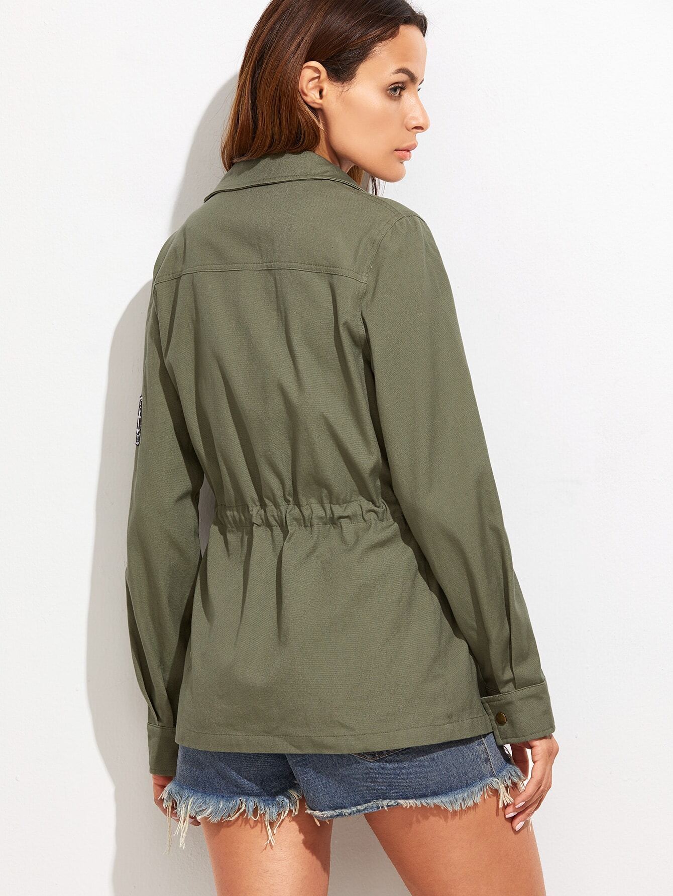 olive green drawstring jacket
