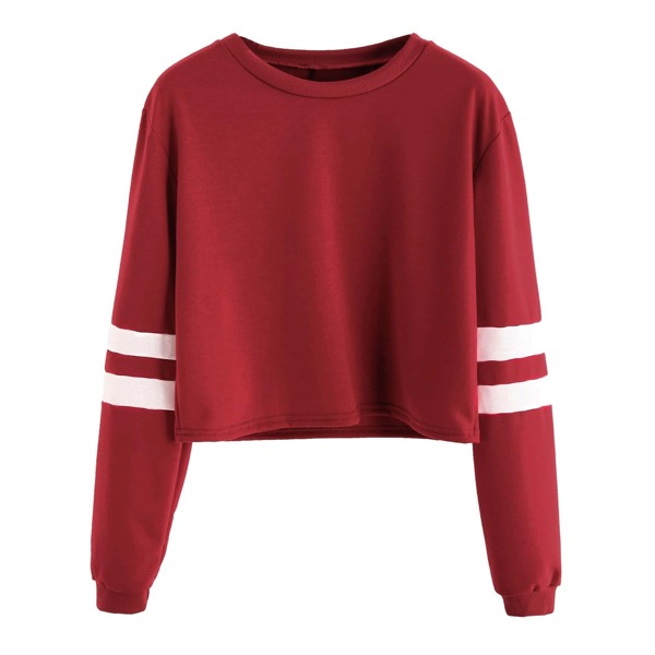 

Varsity Striped Sleeve Crop T-shirt