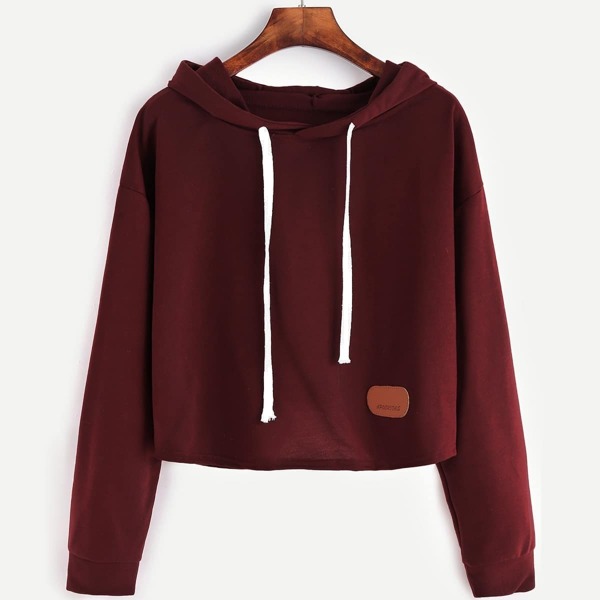 

Patch Crop Hooded Sweatshirt